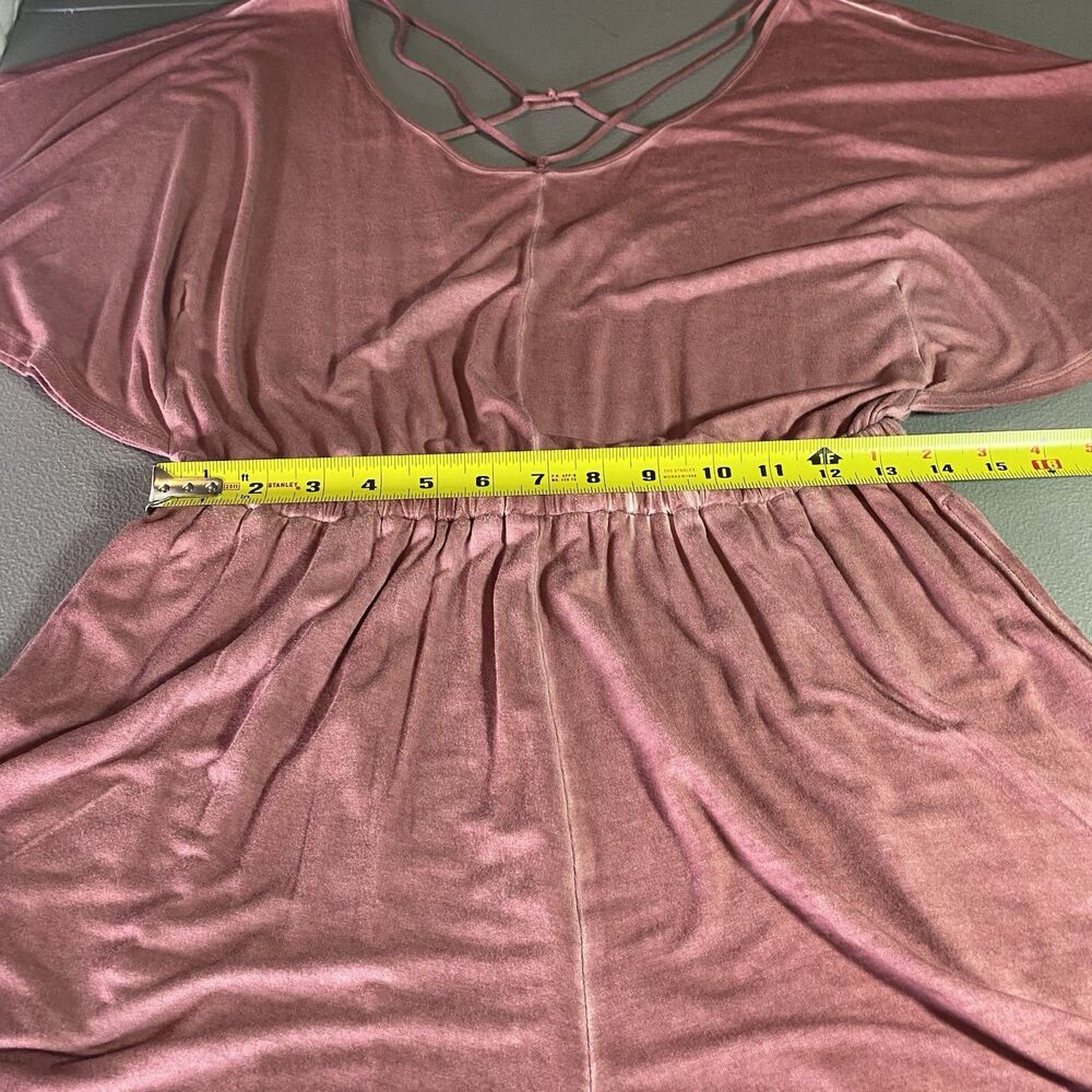American Eagle Strappy Romper Womens M Scoop Neck Flutter Sleeve Stretch Pink - Picture 6 of 11